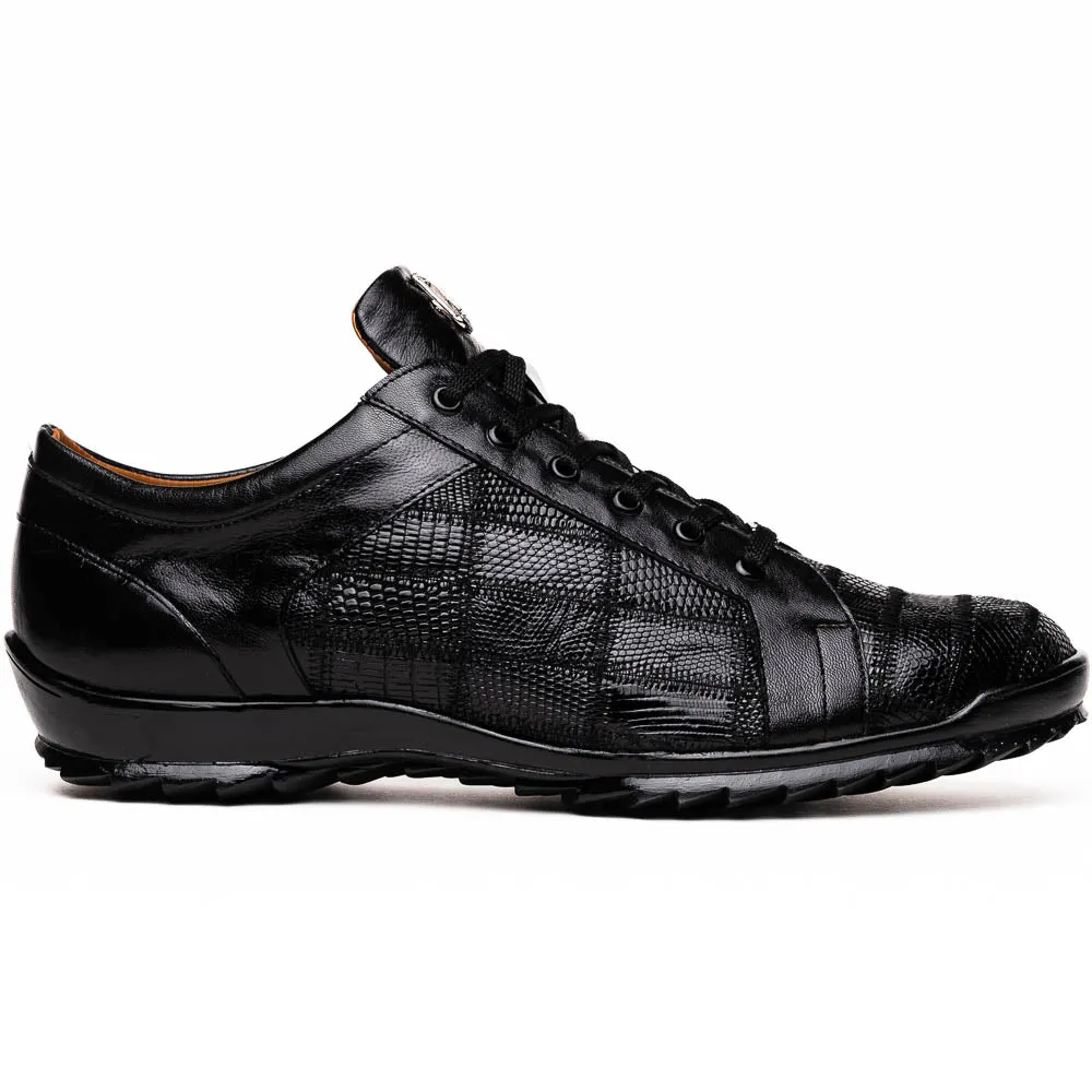 Marco Di Milano Bari Patchwork Lizard Sneakers in Black