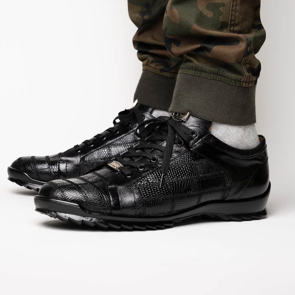 Marco Di Milano Bari Patchwork Lizard Sneakers in Black