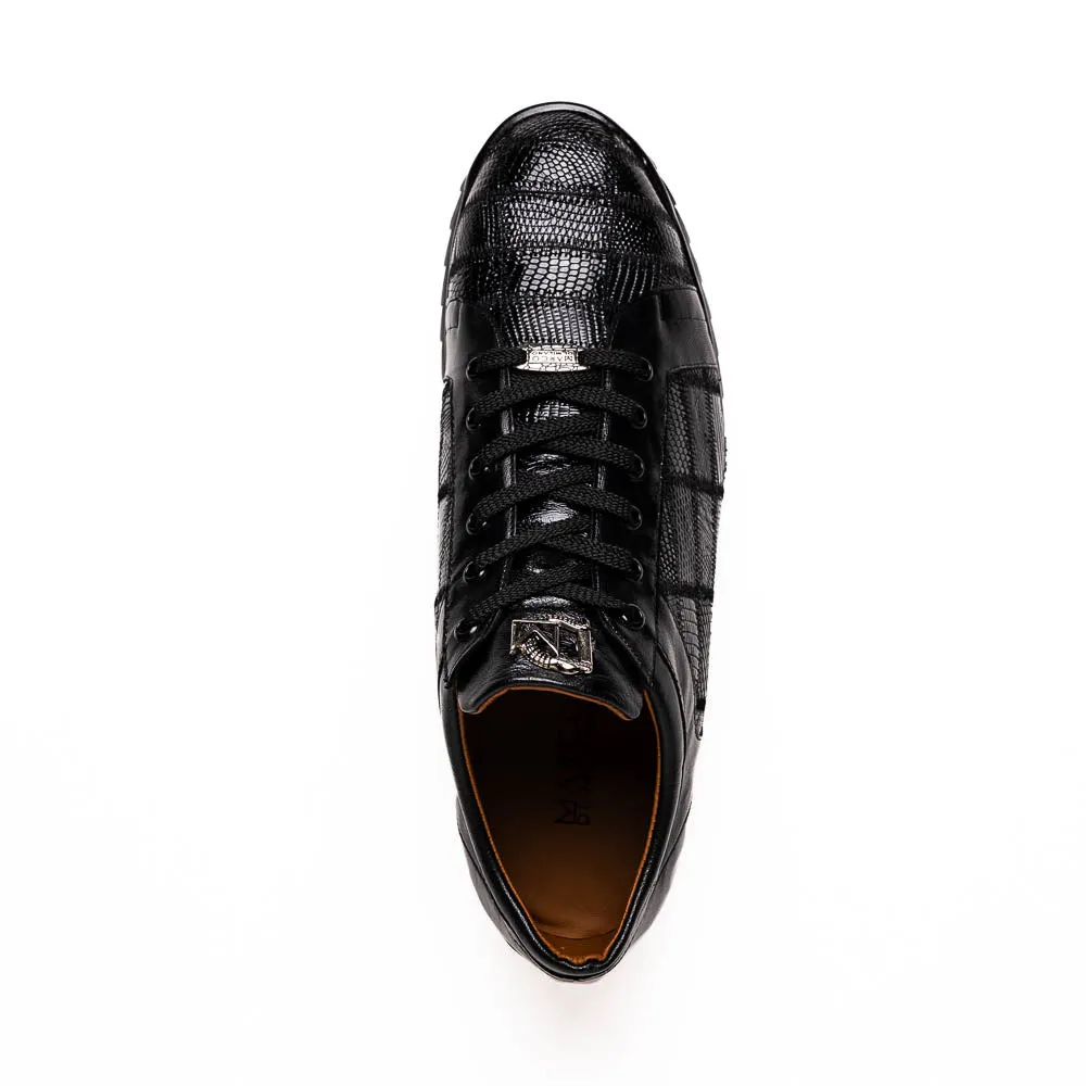 Marco Di Milano Bari Patchwork Lizard Sneakers in Black