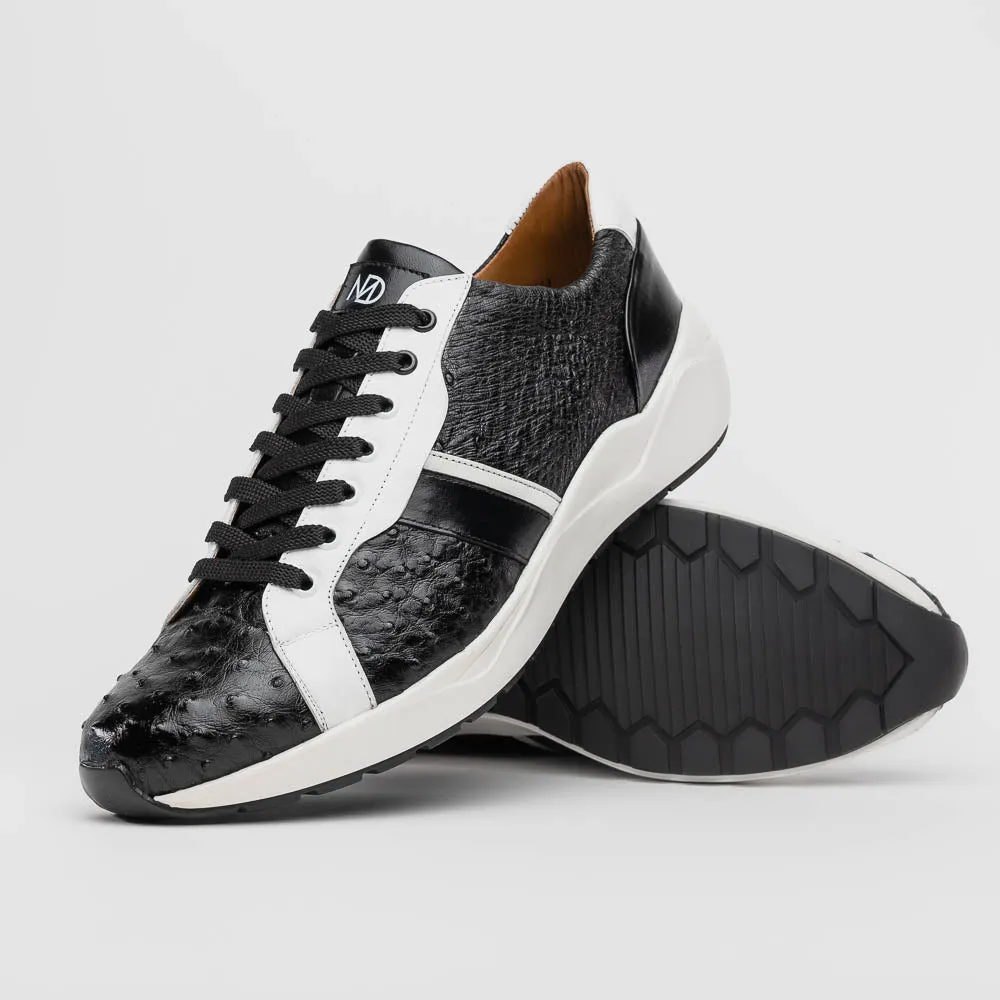 Marco Di Milano Lyon II Ostrich Quill & Calfskin Sneakers