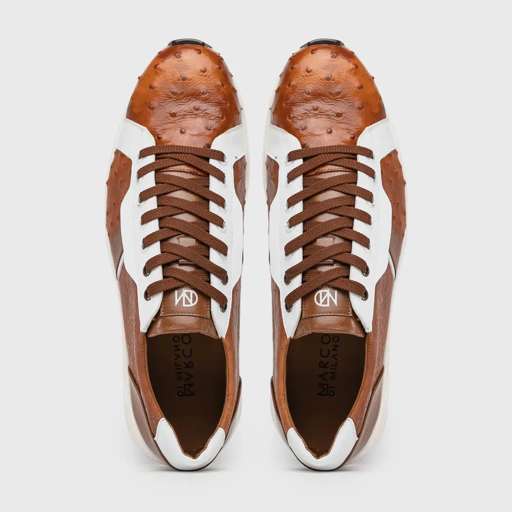 Marco Di Milano Lyon II Ostrich Quill & Calfskin Sneakers