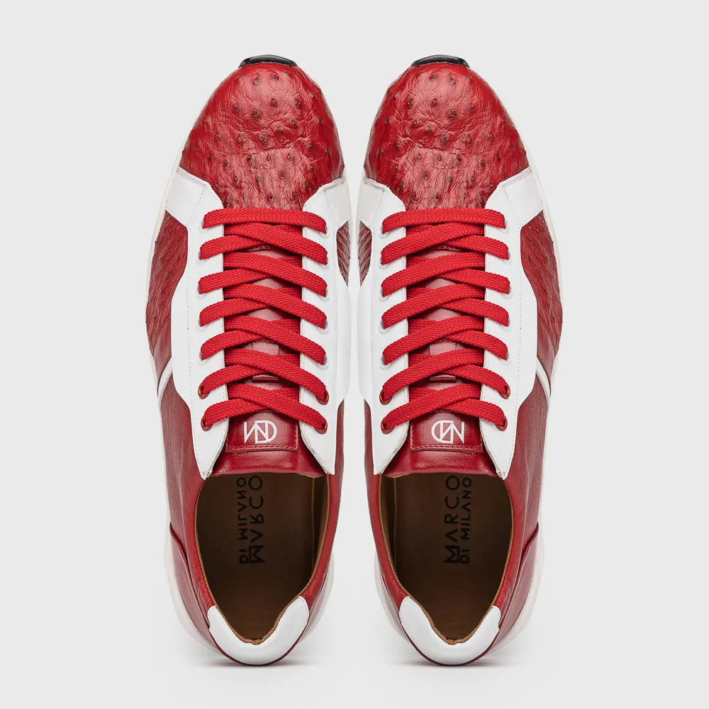 Marco Di Milano Lyon II Ostrich Quill & Calfskin Sneakers