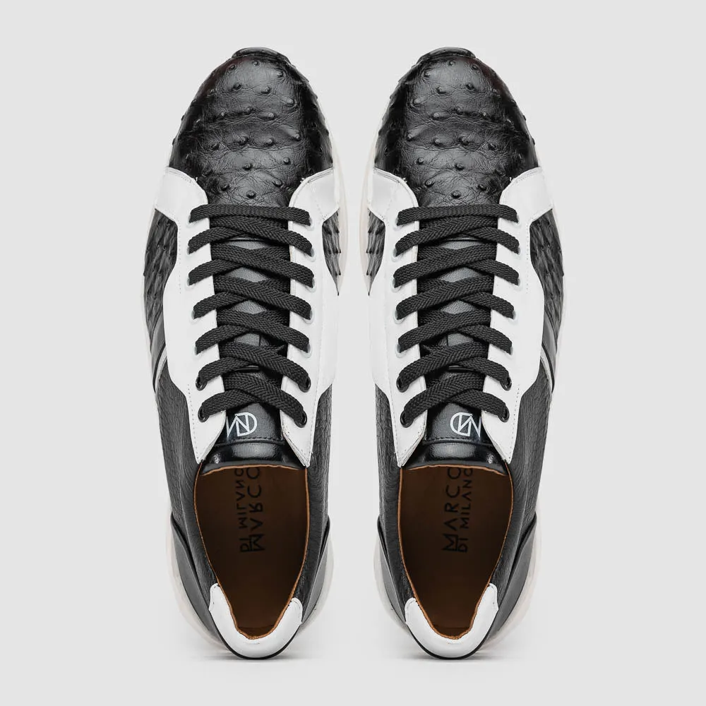 Marco Di Milano Lyon II Ostrich Quill & Calfskin Sneakers