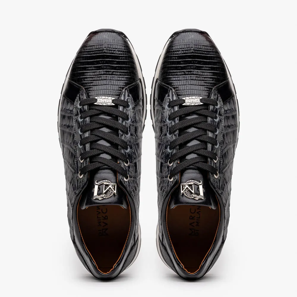 Marco Di Milano Portici Gray Men's Exotic Lizard / Crocodile Casual Sneakers