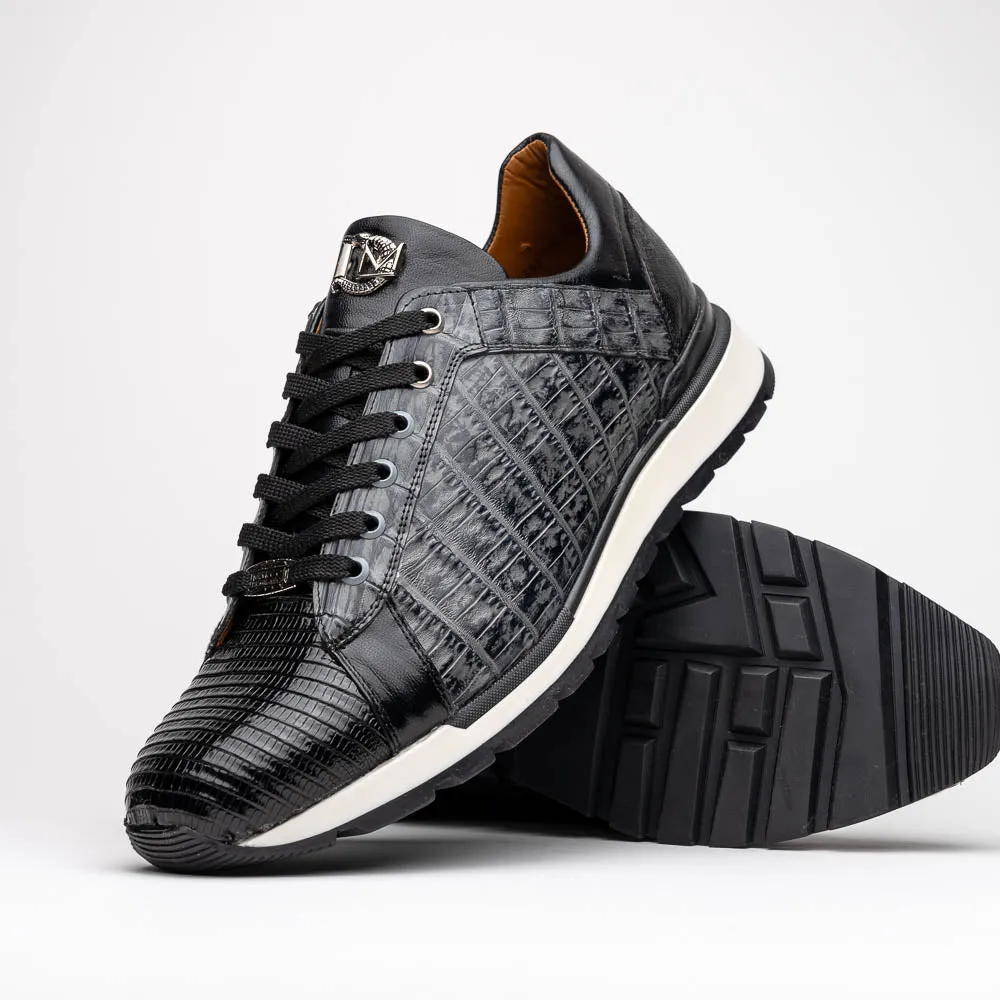 Marco Di Milano Portici Gray Men's Exotic Lizard / Crocodile Casual Sneakers