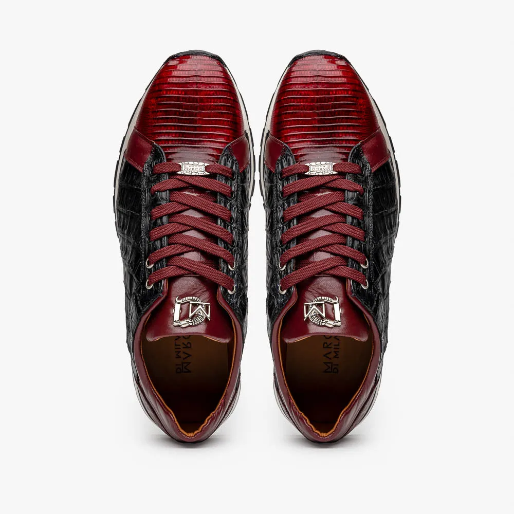 Marco Di Milano Portici Wine Men's Exotic Lizard / Crocodile Casual Sneakers