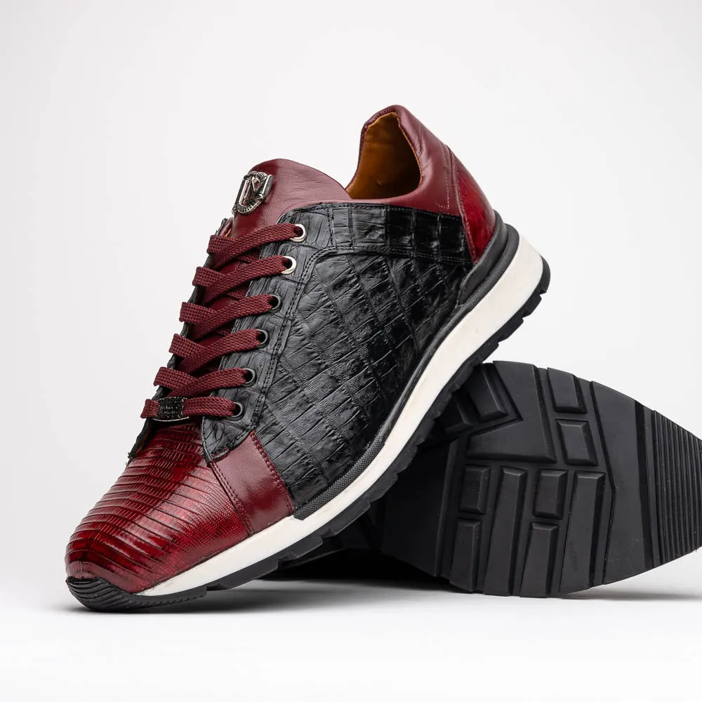 Marco Di Milano Portici Wine Men's Exotic Lizard / Crocodile Casual Sneakers