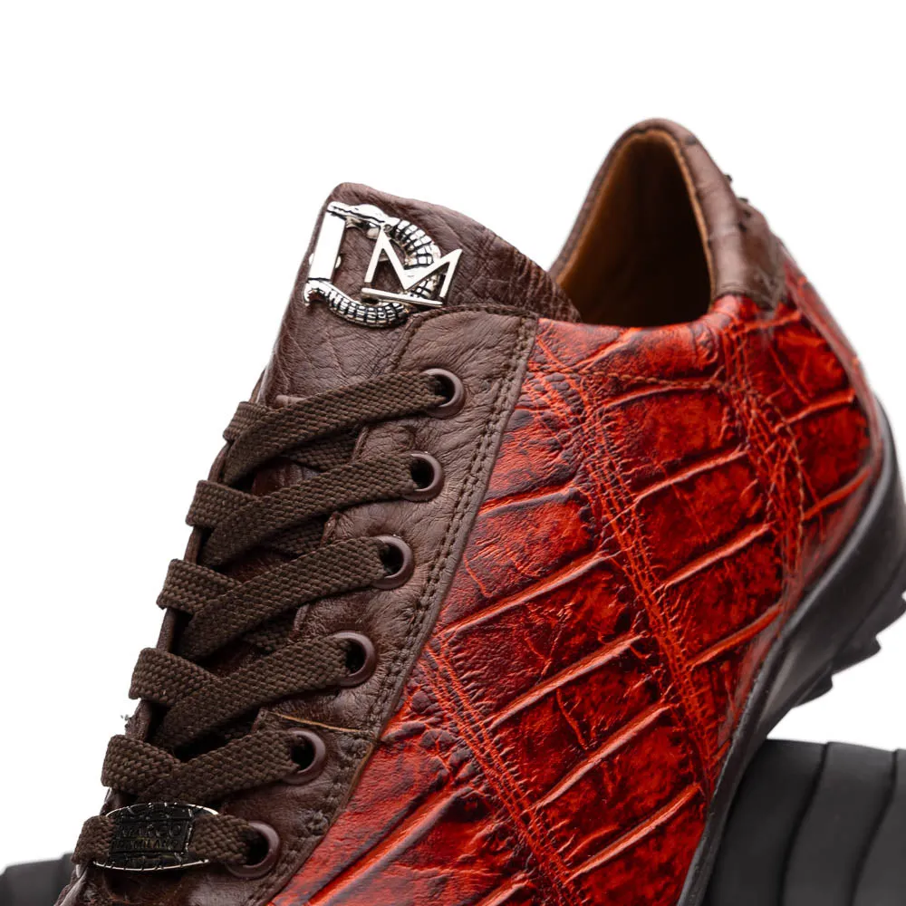 Marco Di Milano Saulo Cognac Exotic Ostrich and Alligator Casual Sneakers