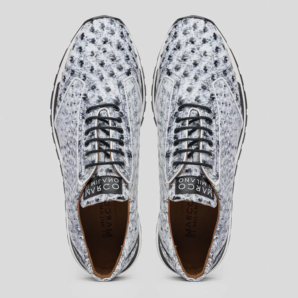 Marco Di Milano Scanno Antique Newspaper Ostrich Quill Sneakers
