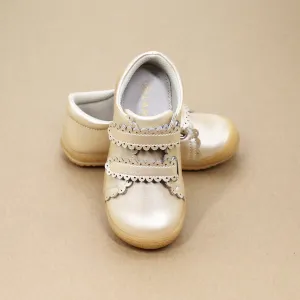 Marisa Toddler Girls Scalloped Double Strap Leather Sneaker with Bumper