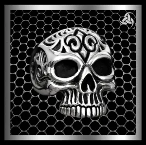 Mens Biker Ring Memento Mori Heavy Skull Sterling Silver