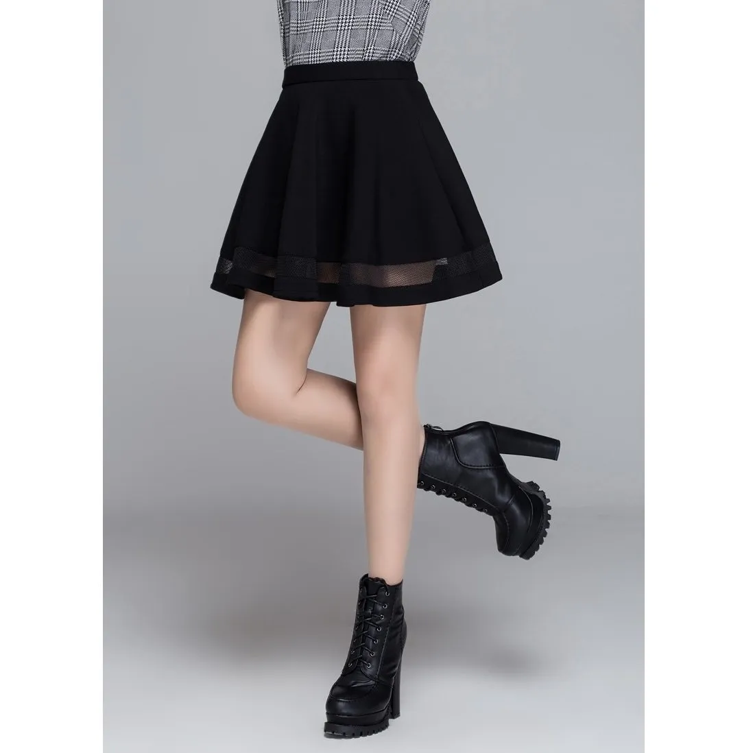 Mesh Patchwork Skirt