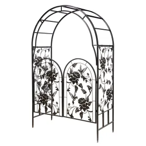 Metal Arched Hummingbird Garden Arbor with Gate,56395ph