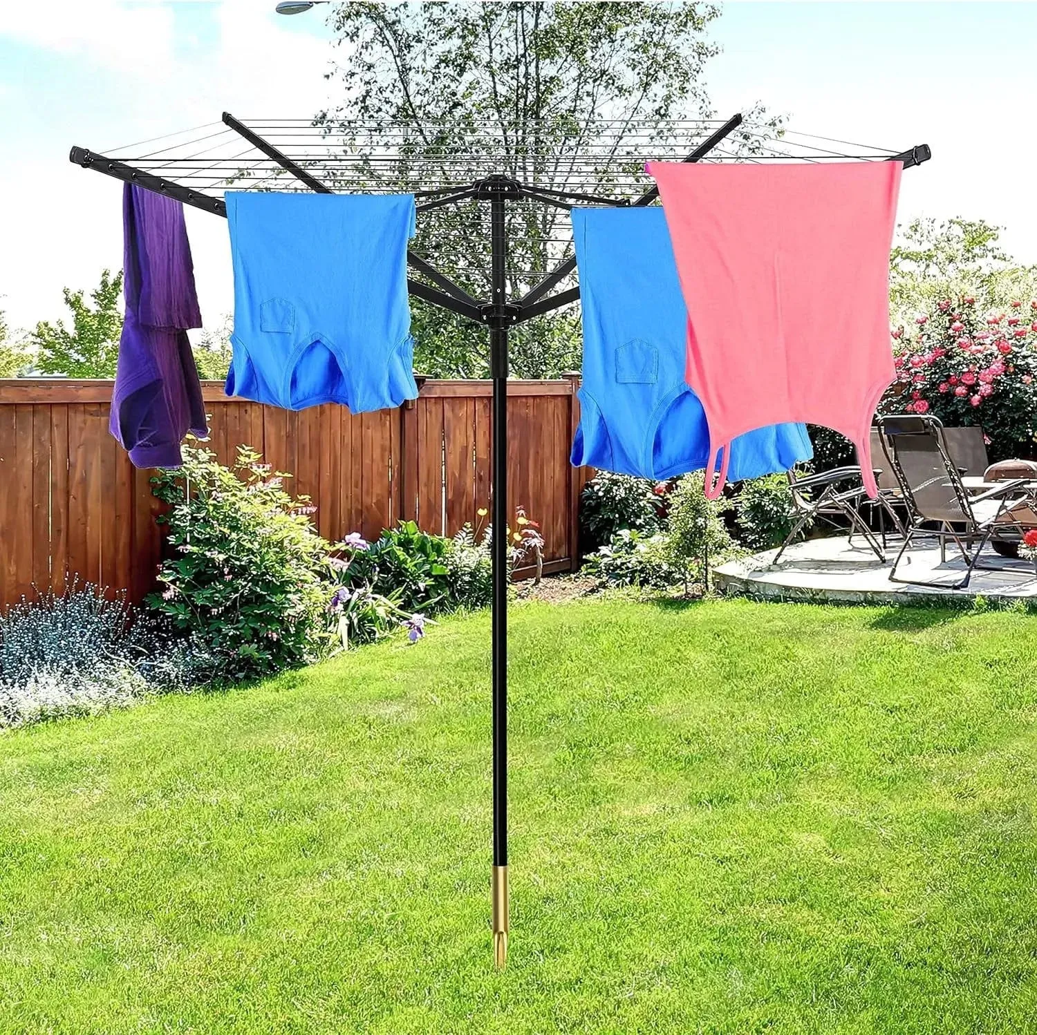 Metal Ground Spike for Rotary Airers and Parasols with End Cap | Fits 32mm and 40mm Poles