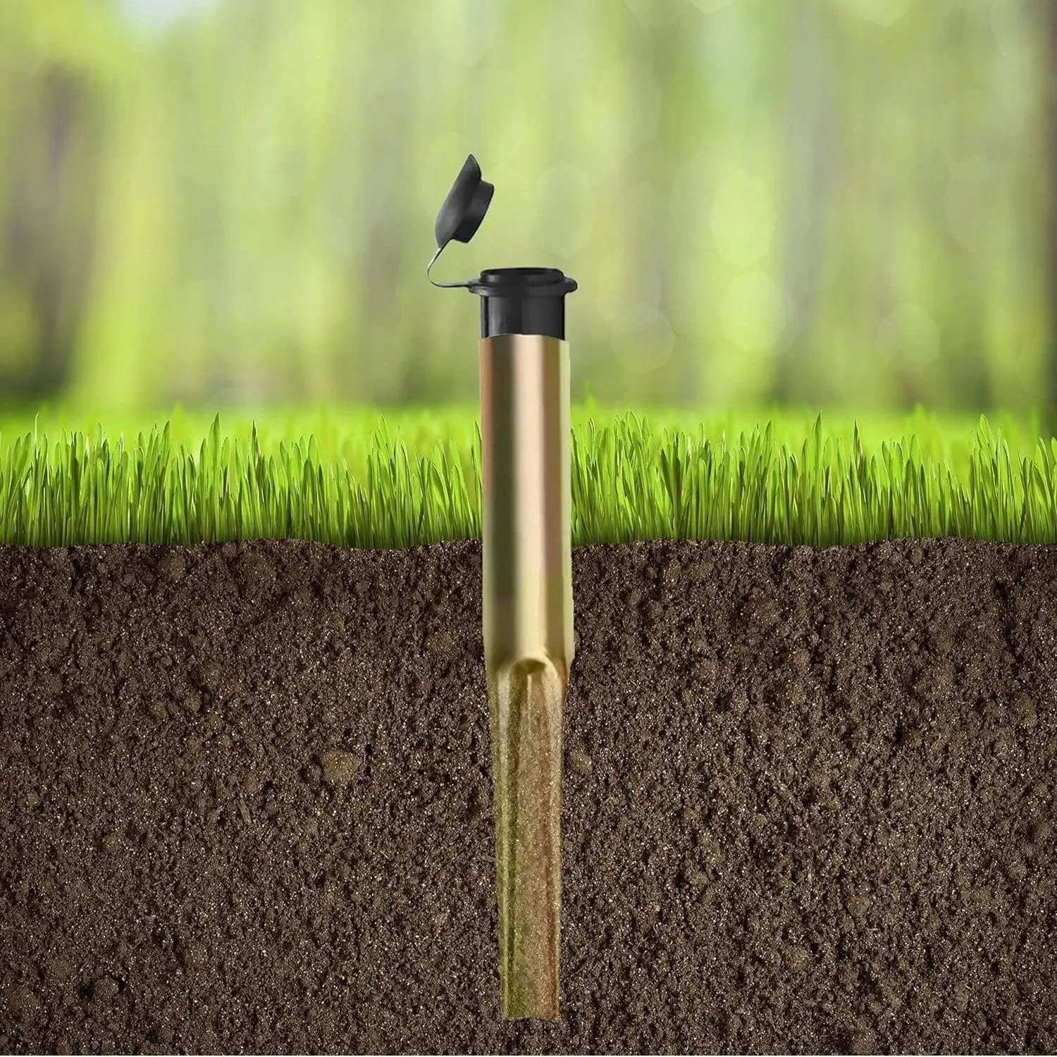 Metal Ground Spike for Rotary Airers and Parasols with End Cap | Fits 32mm and 40mm Poles