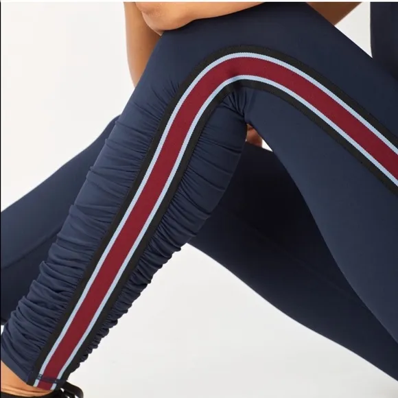 MICHI Speed Wine Red Racer Back Sports Bra Black Stripe Elastic