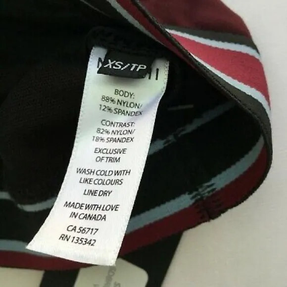 MICHI Speed Wine Red Racer Back Sports Bra Black Stripe Elastic