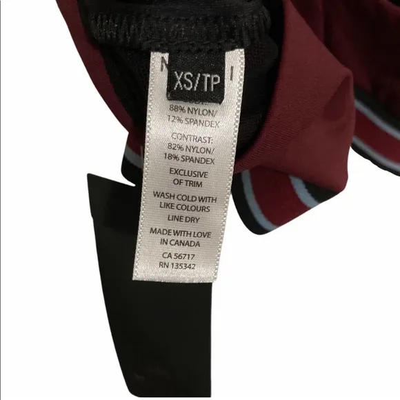 MICHI Speed Wine Red Racer Back Sports Bra Black Stripe Elastic