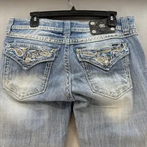 Miss Me Women’s Jeans Size 31 (12) Blue Capris Paisley Pockets Preppy Western