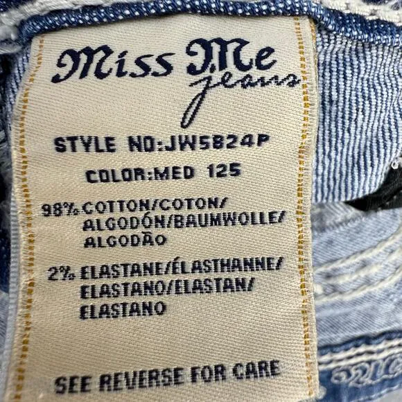 Miss Me Women’s Jeans Size 31 (12) Blue Capris Paisley Pockets Preppy Western