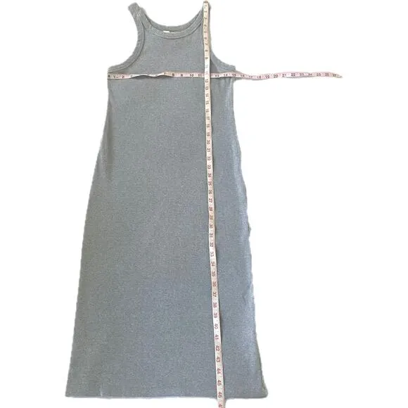 MOTHER Denim Move It Chin Ups Ribbed Racerback Tank Midi Dress Size M Gray