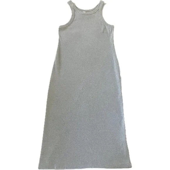 MOTHER Denim Move It Chin Ups Ribbed Racerback Tank Midi Dress Size M Gray