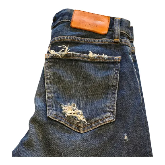 Moussy Vintage Jeans Womens Size 25 Blue Glendale Skinny Cropped Distressed