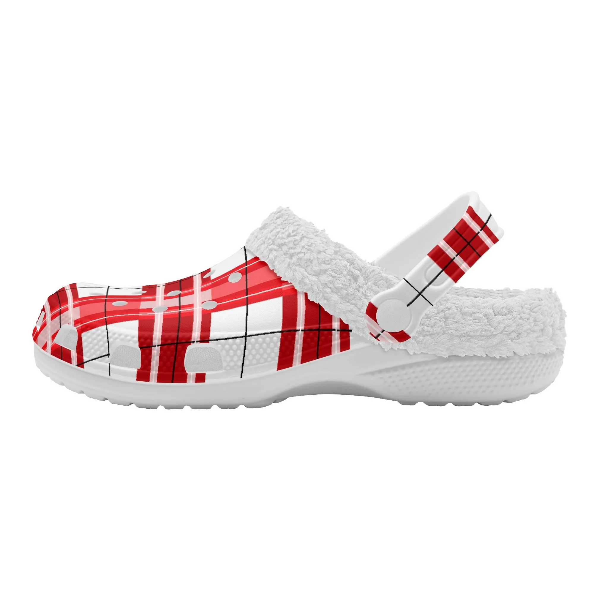 ✨'Mull Sky' Happy Tartan® Adult Clogs With White Fleece Fur Lining✨