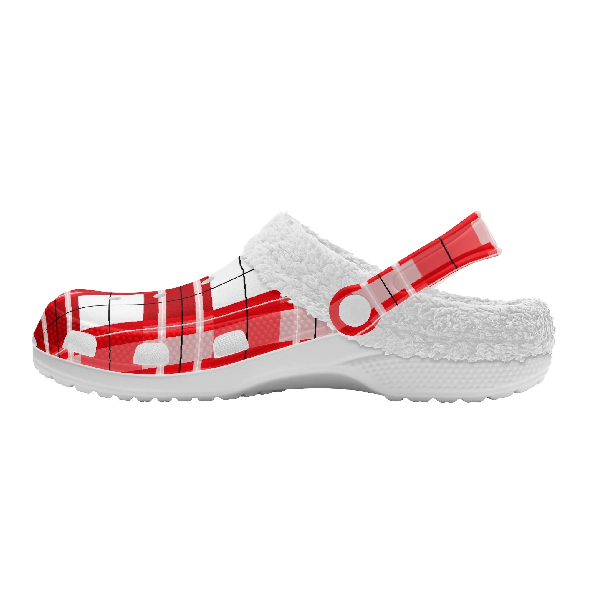 ✨'Mull Sky' Happy Tartan® Adult Clogs With White Fleece Fur Lining✨