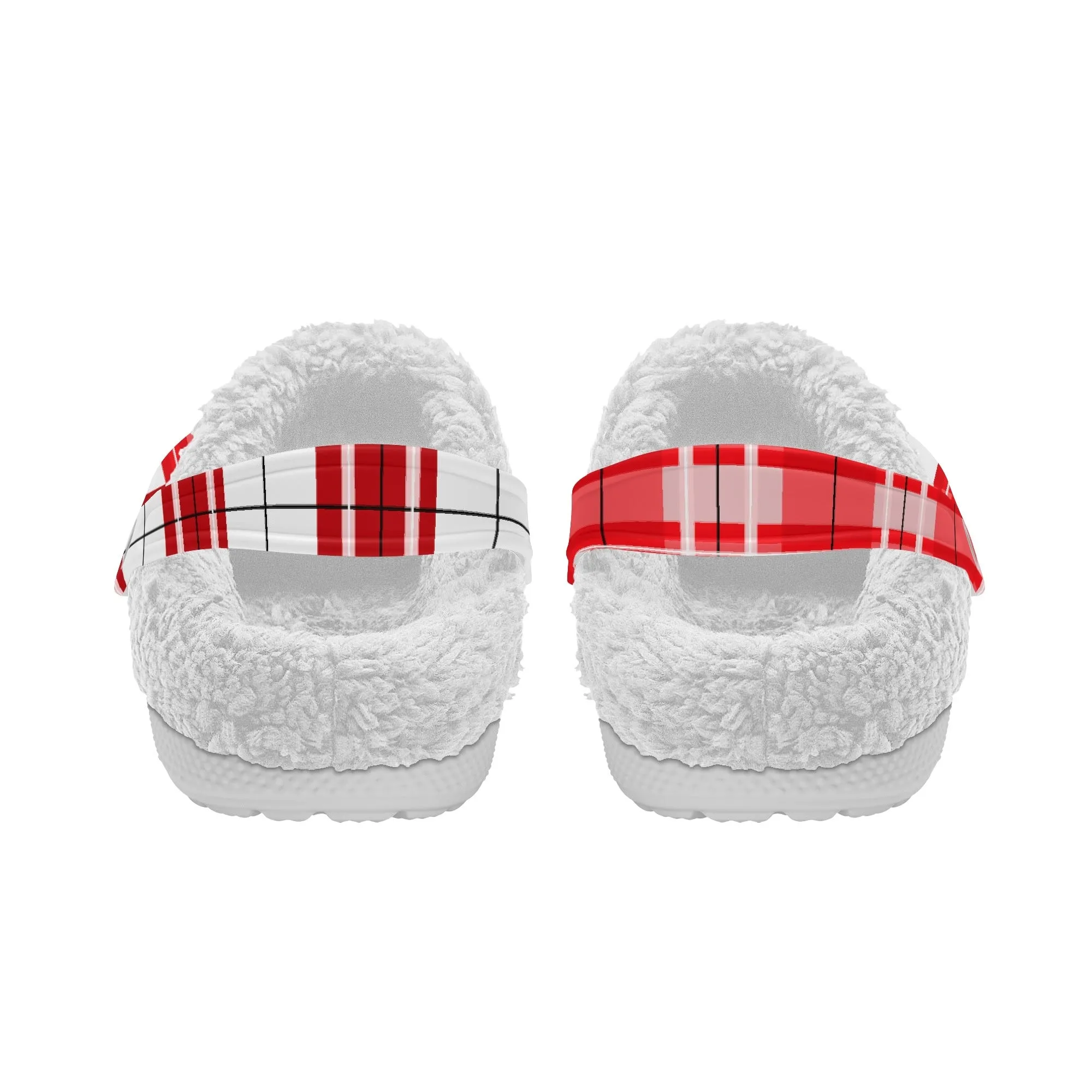 ✨'Mull Sky' Happy Tartan® Adult Clogs With White Fleece Fur Lining✨