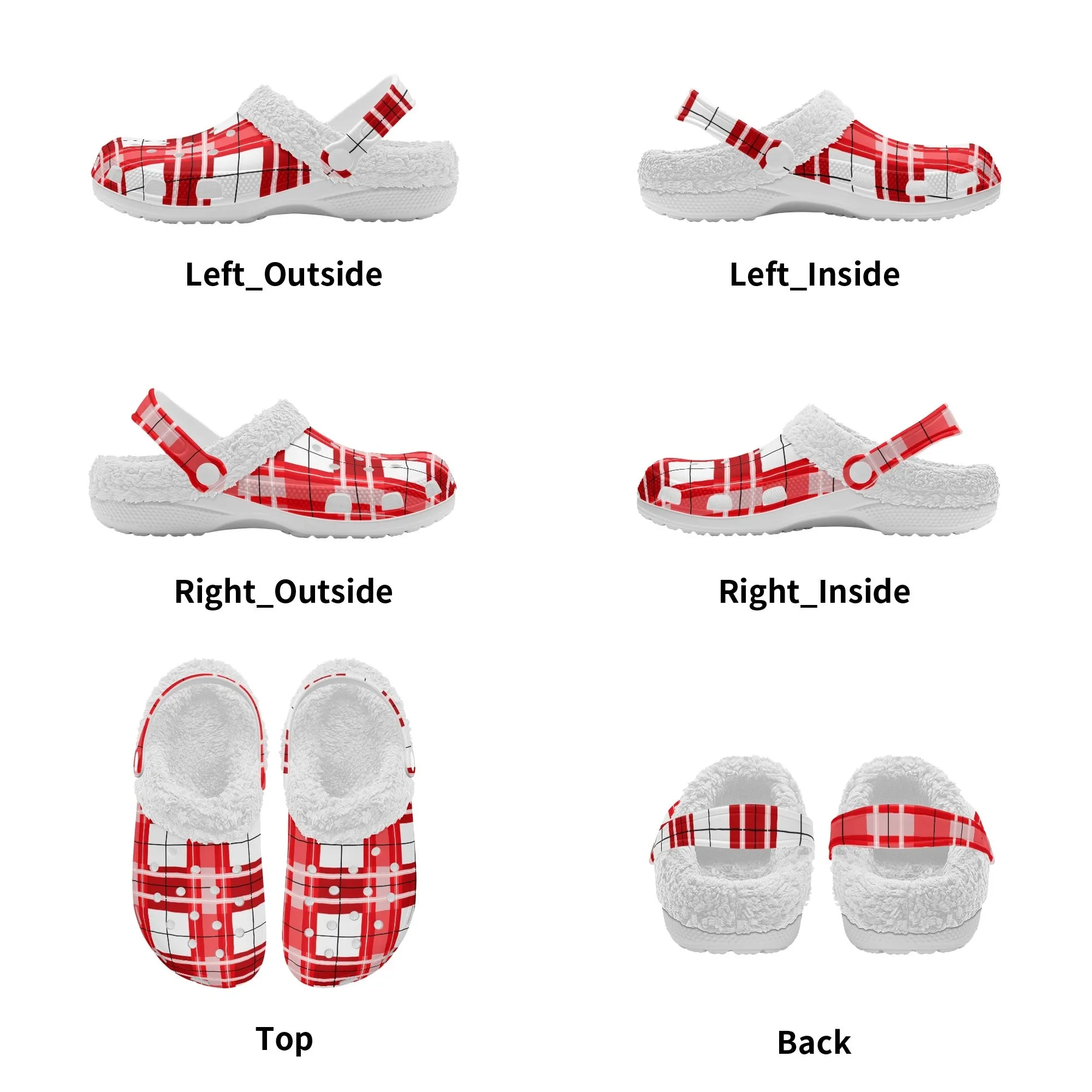 ✨'Mull Sky' Happy Tartan® Adult Clogs With White Fleece Fur Lining✨