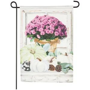 Mum Pot & Pumpkins Garden Burlap Flag,14b9409