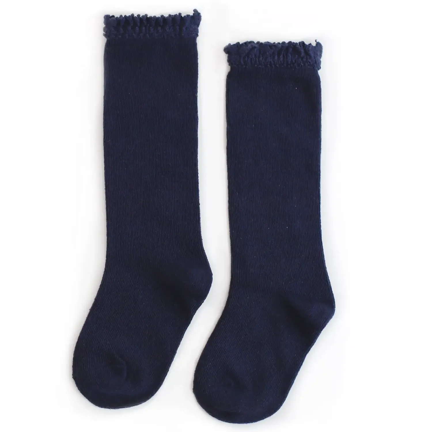 Navy Lace Top Knee High Socks
