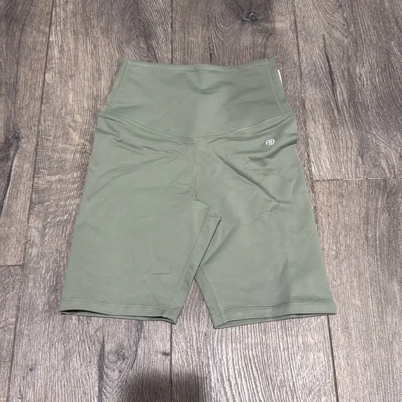 NEW • ANINE BING • Women’s Blake high-waist biker shorts Green XXS