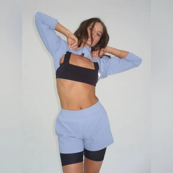 NEW  WEWOREWHAT - SOLID WINDBREAKER BIKER SHORT in Blue