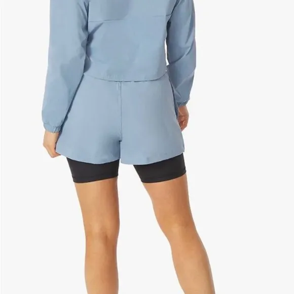 NEW  WEWOREWHAT - SOLID WINDBREAKER BIKER SHORT in Blue