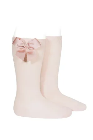 Nude Bow Knee High Socks