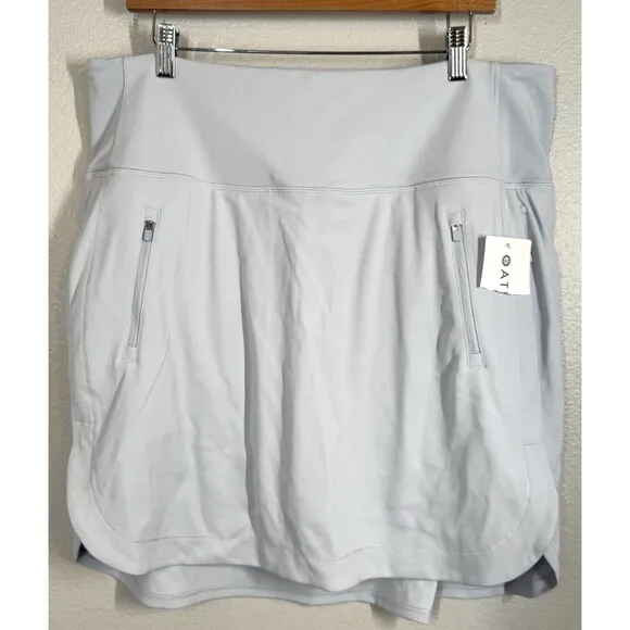 NWT ATHLETA Fairway Golf Skort 18&quot; Women's Sz 1X Light Gray Tennis Skirt Pockets