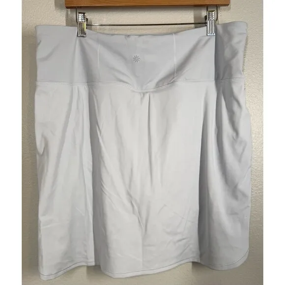 NWT ATHLETA Fairway Golf Skort 18&quot; Women's Sz 1X Light Gray Tennis Skirt Pockets