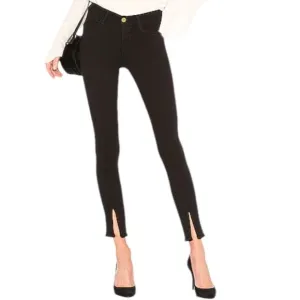 NWT Frame Le High Skinny Front Split in Film Noir