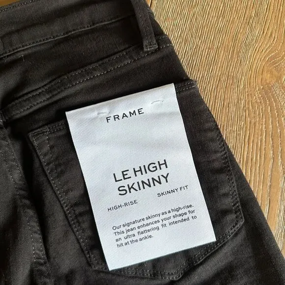 NWT Frame Le High Skinny Front Split in Film Noir