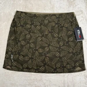 NWT Ralph Lauren RLX Golf Skirt Skort Brown Bees Camo Women's Size Large