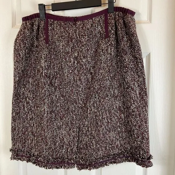 NWT Talbots Women 16WP Purple Herringbone Wool Blend Knee Length Pencil Skirt