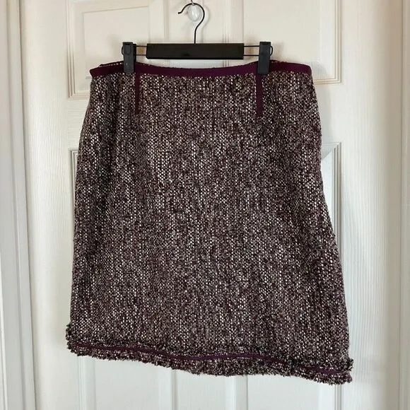 NWT Talbots Women 16WP Purple Herringbone Wool Blend Knee Length Pencil Skirt