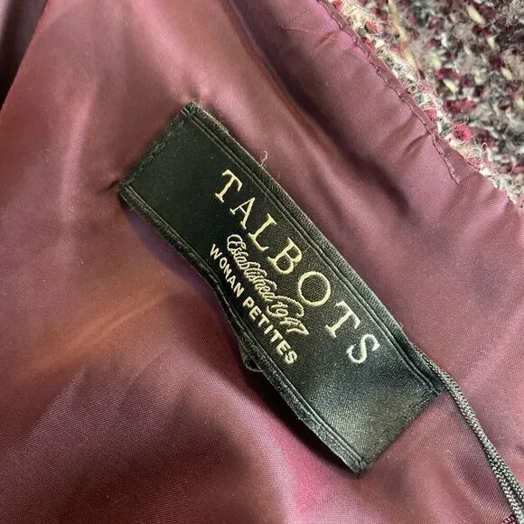 NWT Talbots Women 16WP Purple Herringbone Wool Blend Knee Length Pencil Skirt