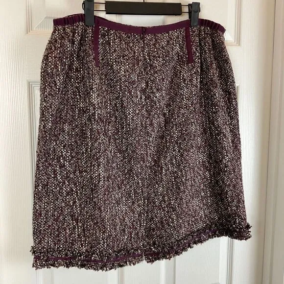 NWT Talbots Women 16WP Purple Herringbone Wool Blend Knee Length Pencil Skirt