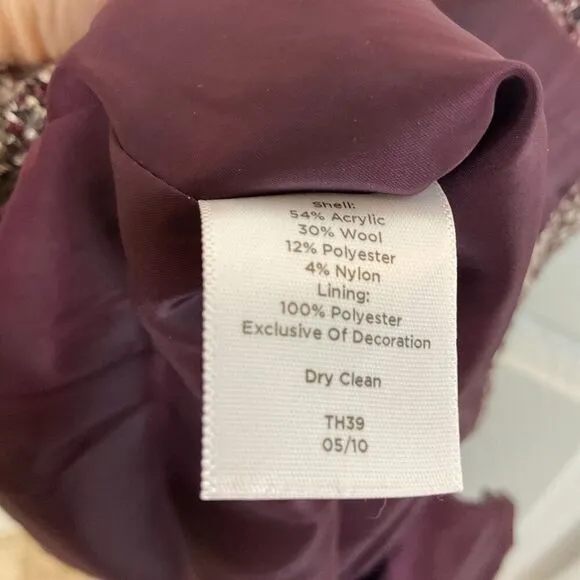 NWT Talbots Women 16WP Purple Herringbone Wool Blend Knee Length Pencil Skirt