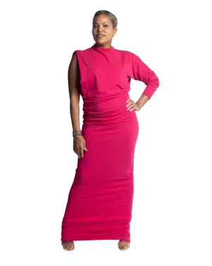 Olivia - Fuchsia One Sleeve Dress - TN-149