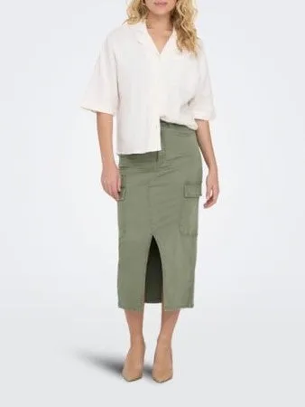 ONLY Lola Cargo Front Slit Midi Skirt
