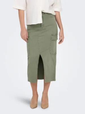 ONLY Lola Cargo Front Slit Midi Skirt